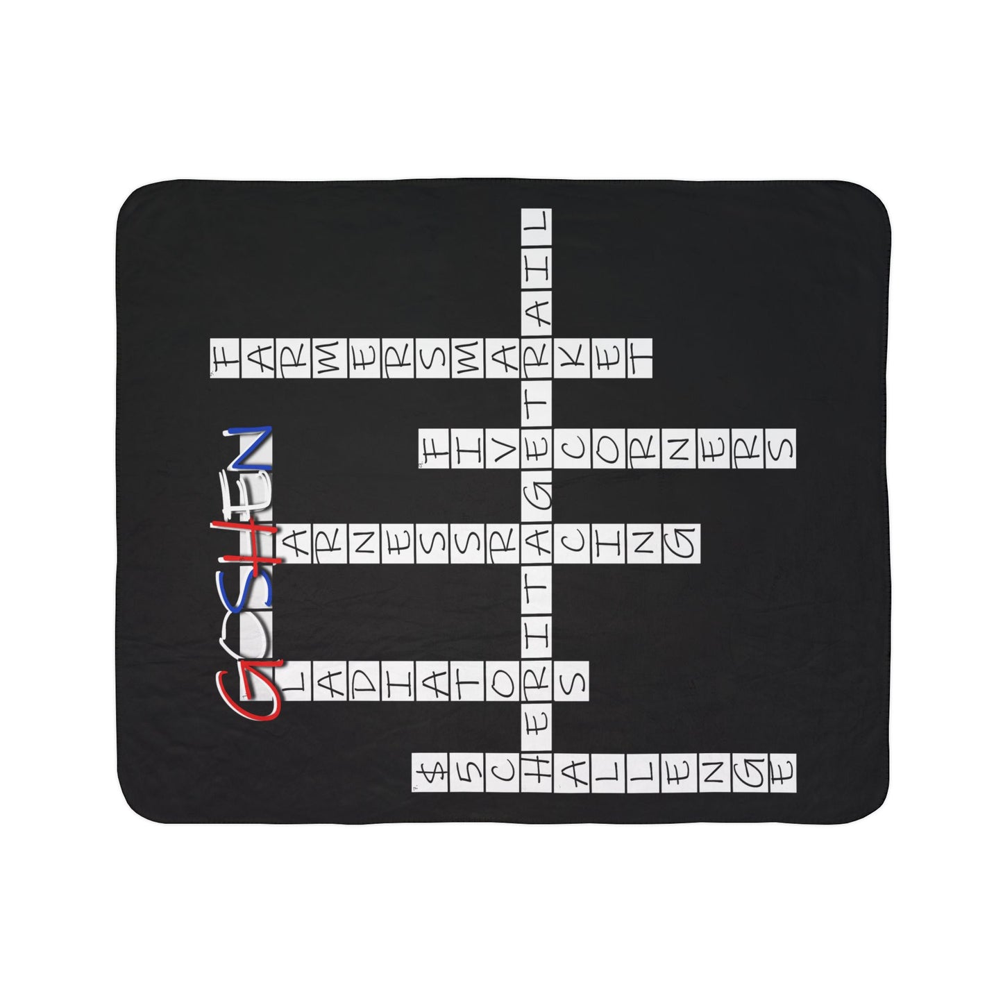 Goshen Crossword Fleece Sherpa Blanket